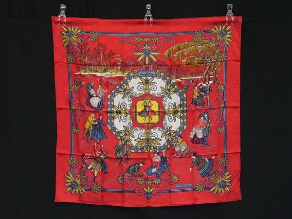 ■新品■未当てはめる■ HERMES エルメス Joiesd\u0026#039; Hiver【冬の愉しみ】カレ90 絹地100% 大判 えり巻き 袈裟 赤いこと系 FT3416