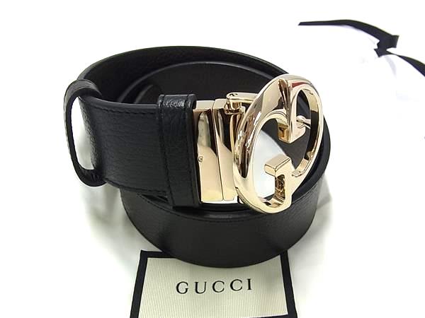 ■美品■ GUCCI グッチ 450000  リヴァーシブル なめし革 ゴールド金具 胴締め 黒いこと系×赤銅色系 HA2497