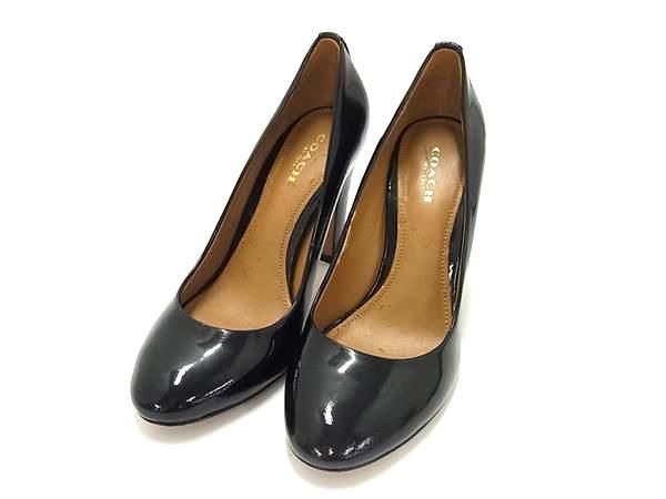 【美品】トリーバーチ パンプス 黒 茶 7M キルティング パテントレザー パール付き Black パテントレザー・ポインテッドトゥ パンプス