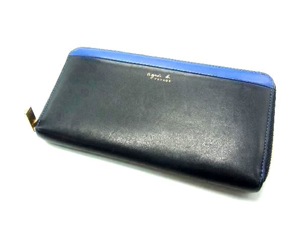 未使用　agnes b. レザーラウンドジップ長財布　紺　グラデーション 楽天市場】未使用 アニエスベー 長財布 ラウンドファスナー ロング