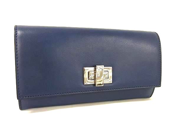 ■新品負けず劣らず■ FENDI フェンディ ピーカブー なめし革 二つ折り 長紙入れ ウォレット 紙入れ 御釣り入れ レディース 米国海軍系 FS9947