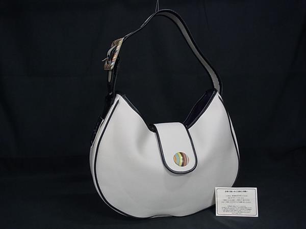 ■新品同様■ Paul Smith ポールスミス キャンバス ワンショルダーバッグ 肩掛けかばん レディース ライトグレー系 FX0618｜pleasure-Store　店 14,199円