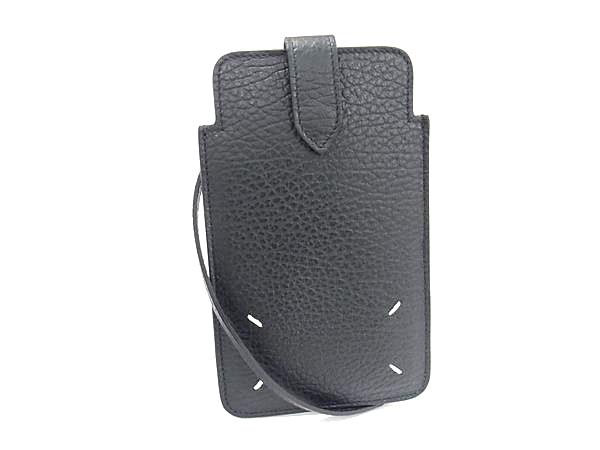 ■新品■未当て嵌める■ Maison Margiela 棲み家 マルジェラ なめし革 電話機車寄せ ショルダーバッグ ポシェット 黒いこと系 BS2261