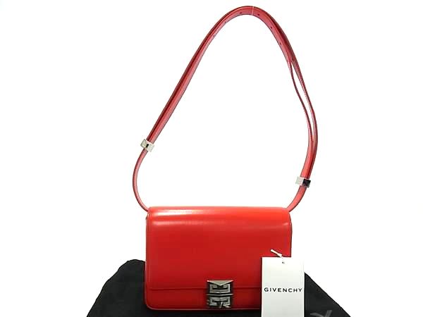 ■新品■未当て嵌める■ GIVENCHY ジバンシィ 4G なめし革 一ショルダーバッグ 肩かけ レディース 赤いこと系 FJ8209
