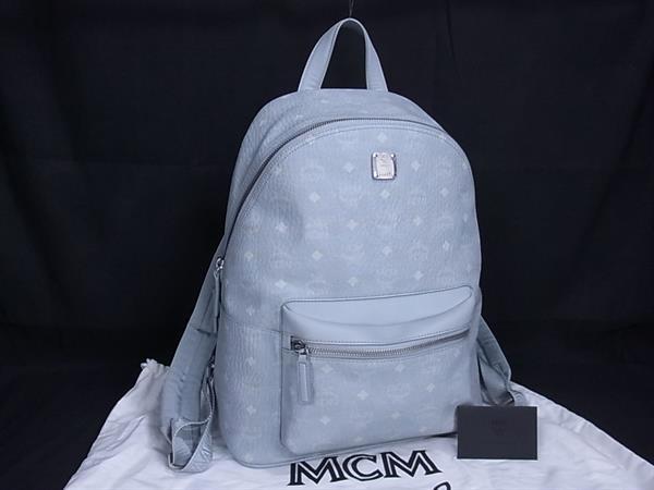 ■新品負けず劣らず■ MCM エムシーエム モノグラム ヴィセトス柄 なめし革 背嚢 デイパック うしろ側容器に並べる ともし火青み系 FP7201