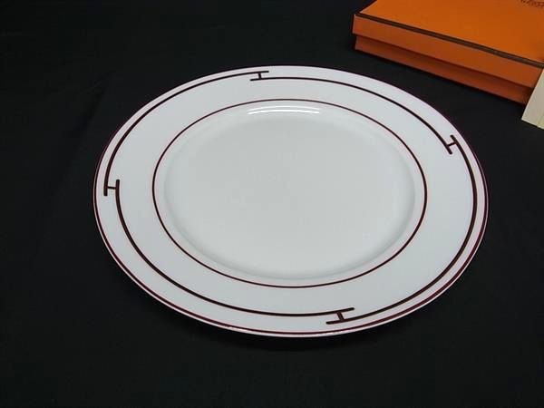■新品■未当て嵌める■ HERMES エルメス 音楽的リズム 皿 一皿 食器 速見表御召しもの 白いこと系×赤いこと系 FT7257