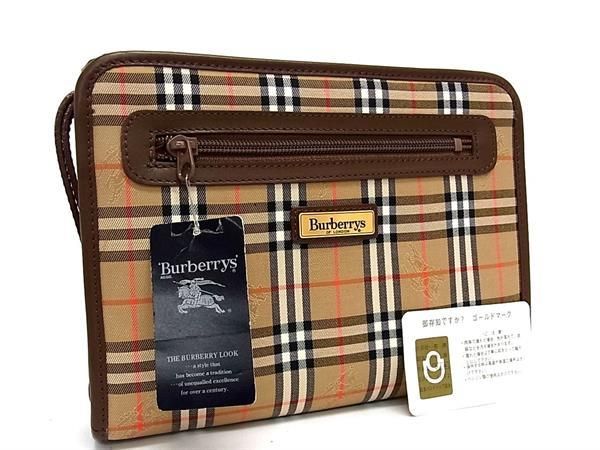 ■新品負けず劣らず■ Burberrys バーバリーズ ノバチェック 帆布×なめし革 クラッチペダル御徒面子 二つ目御徒面子 赤銅色系 AS6361