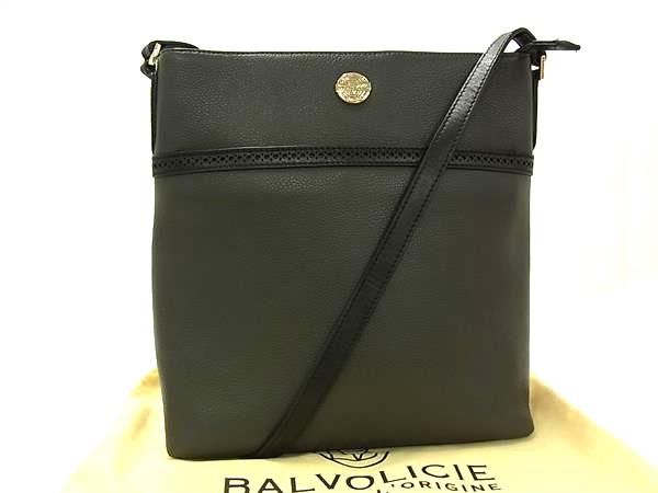 ■新品■未使用■ BALVOLICIE バルボリーチェ レザー クロスボディ ショルダーバッグ 斜め掛け グレー系&times;ブラック系 BN6619｜pleasure-Store　店