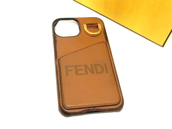 FENDI フェンディ なめし革 iPhone14相応う アイフォン スマホケース レディース メンズ 赤銅色系 BN7099