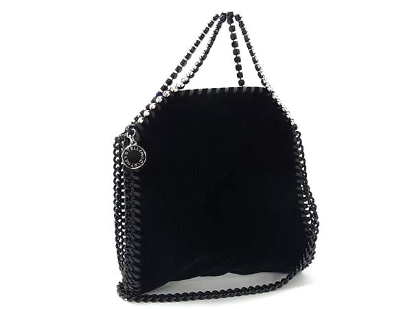 ■新品■未使用■ STELLA McCARTNEY ステラ マッカートニー ファラベラ タイニー ベロア ショルダー ハンドバッグ ブラック系 FN8666|pleasure-Store 店