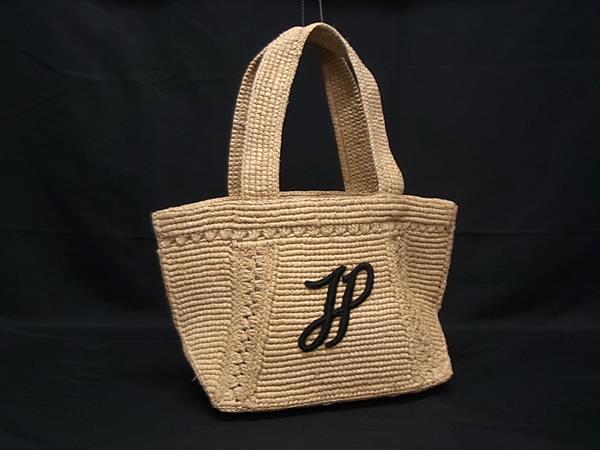 ■美品■ PATOU パトゥ ラフィア かごバッグ トートバッグ ハンドバッグ レディース ライトブラウン系 FP5937｜pleasure-Store　店