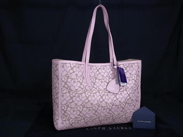 ■新品■未当て嵌める■ RALPH LAUREN ラルフローレン 御花 なめし革 トートバッグ 肩先 肩かけかばん レディース サクラ色系 FV4595