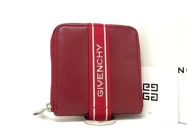 ■新品■未当て嵌める■ GIVENCHY ジバンシィ なめし革×帆布 コインケース 鋳貨銭入れ 御釣り入れ ボルドーワイン系 GA7377