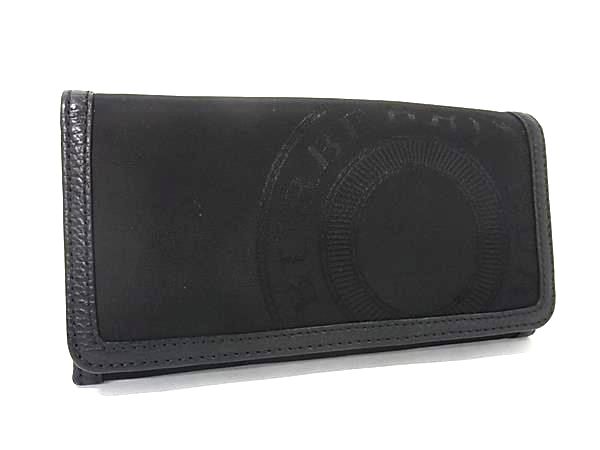 ■美品■ BURBERRY バーバリー ナイロン&times;レザー 二つ折り 長財布 ウォレット 札入れ 小銭入れ カード入れ メンズ ブラック系 BP7851｜pleasure-Store　店