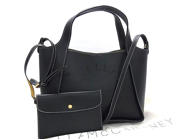 ■新品負けず劣らず■ STELLA McCARTNEY 中心柱 ポールマッカートニー なめし革 2WAY ハンドバック 肩先 黒いこと系 FW1038