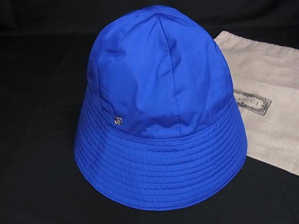 ■極美品■ GUCCI グッチ 729470 GGマーモント ポリエステル100％ 井戸釣瓶かぶり笠 かぶり笠 大いさ M 57糎 青色系 FX1801 その他-バッグ・小物・ブランド雑貨