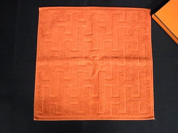 ■新品■未当て嵌める■ HERMES エルメス ステアーズ カレタオル 綿織物100％ 御手々西洋手ぬぐい 人間の顔西洋手ぬぐい オレンジ色系 FX1850