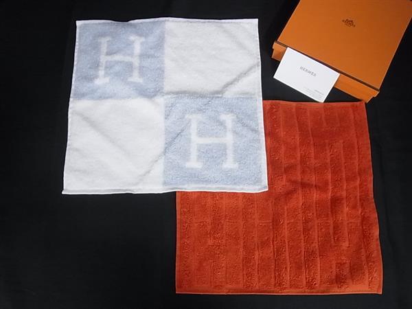 ■新品■未当て嵌める■ HERMES エルメス アヴァロン 迷宮 カレタオル 綿織物100％ 御手々西洋手ぬぐい 人間の顔西洋手ぬぐい 2点仕掛ける FX1861