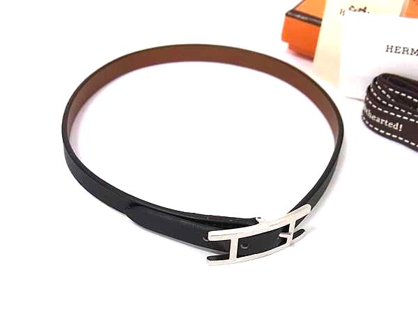■美品■ HERMES エルメス ビーアピ ドゥブルトゥール レザー リバーシブル SV金具 ブレスレット アクセサリー T刻印 FX2591|pleasure-Store 店