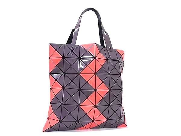 ■新品同様■ BAO BAO ISSEY MIYAKE バオバオイッセイミヤケ ルーセント ジグザグ PVC トートバッグ ハンドバッグ パープル系 FT5928