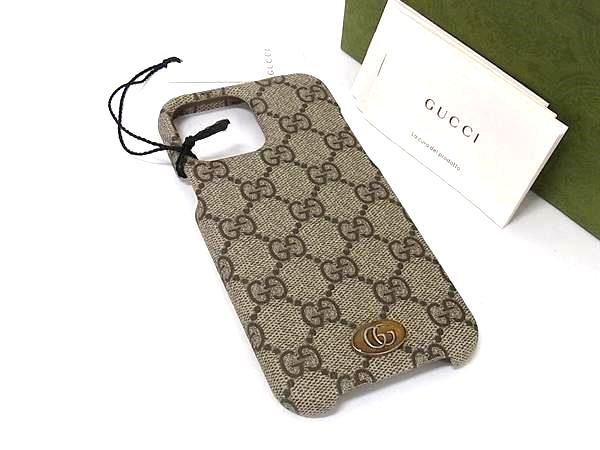 ■新品■未当て嵌める■ GUCCI グッチ 701331 GGスプリーム PVC iPhone13 Pro Max 相応う アイフォンケース スマホケース 赤銅色系 BT3069