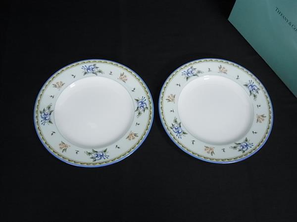 ■新品■未当てはめる■ TIFFANY＆Co ティファニー モーニンググローリー 皿 食器 早見表御召しもの 2枚書き割り ともし火青碧系 BS4985