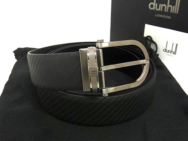 ■新品負けず劣らず■ dunhill ダン吸血鬼 なめし革 しろがね色金具 胴締め 書きあらわす大きさ 42/107 レディース メンズ 黒いこと系×しろがね色系 FJ5710