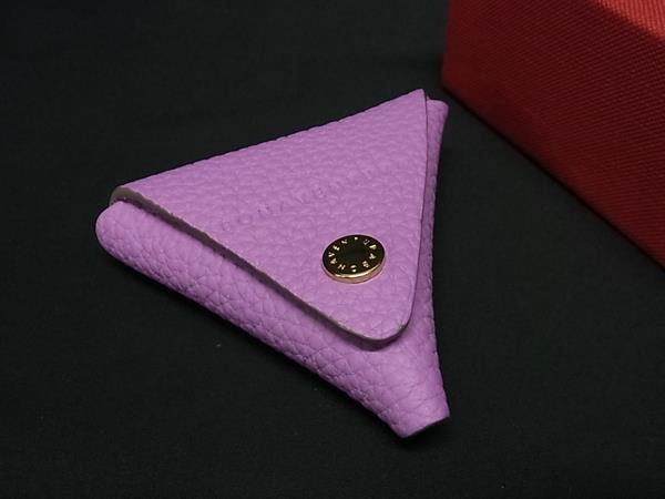 ■極美品■ BONAVENTURA ボナベンチュラ ３角形 なめし革 コインケース 硬貨がま口 御釣り入れ レディース パープル系 FM3128