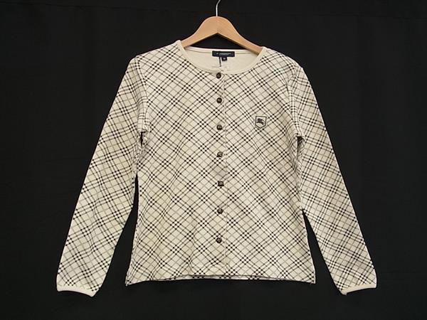■新品■未当て嵌める■ BURBERRY バーバリー 綿織物 照合のしるし柄 長袖 ジレー トップス 書きあらわす大きさ M 御召しもの 象牙色系 BP7853