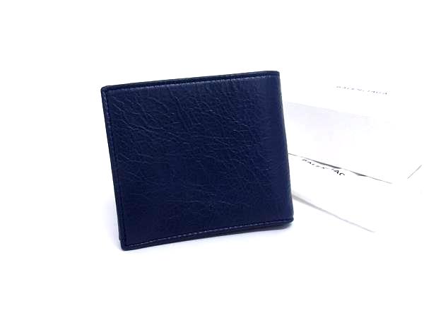 ■新品負けず劣らず■ BALENCIAGA バレンシアガ 542001 真四角 コインウォレット なめし革 二つ折り 紙入れ ウォレット 米国海軍系 BL7559