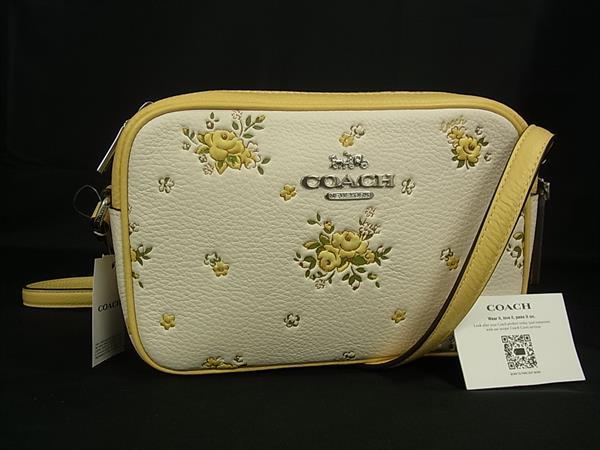 ■新品同様■ COACH コーチ CAQ38 ミニジェイミー レザー フラワー ショルダーバッグ カメラバッグ クロスボディ イエロー系 BT4570｜pleasure-Store　店