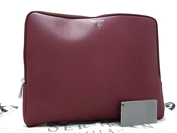 ■極美品■ SERAPIAN セラピアン レザー ワンハンドル ハンドバッグ クラッチバッグ セカンドバッグ レディース ボルドー系 FM7293｜pleasure-Store　店