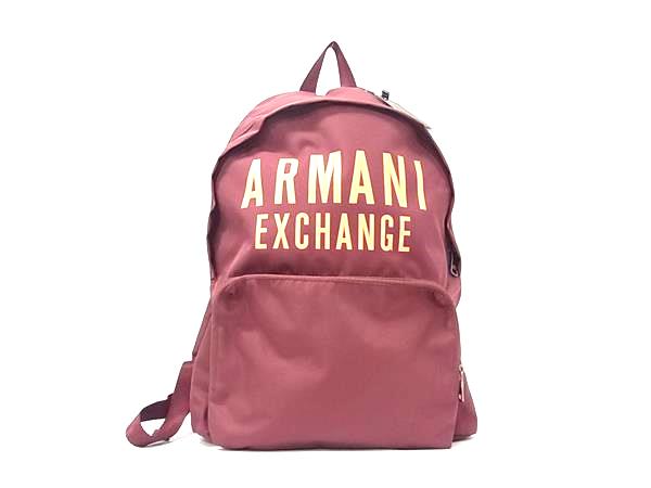 ■新品■未当てはめる■ ARMANI EXCHANGE アルマーニエクスチェンジ ナイロン 背嚢 うしろ側風呂敷き包み デイバッグ ボルドーワイン系 FR1104