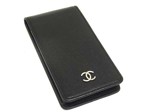 ■美品■ CHANEL シャネル ココマーク キャビア素はだ  iPhone４/4S 相応う アイフォンケース スマホケース 黒いこと系 FG3869