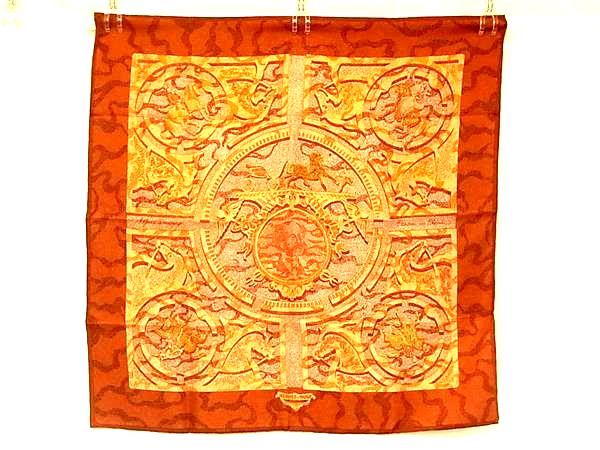 HERMES エルメス カレ90 大判 スカーフ 馬 赤 ベージュ 1498.jpg