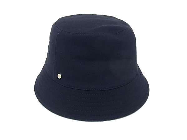 ■新品同様■ HERMES エルメス セリエ レーヨン×ポリウレタン バケットハット 帽子 表記サイズ 58 レディース ネイビー系 FV5966|pleasure-Store 店