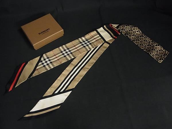 【新品未使用品】BURBERRY チェック柄スキニースカーフ スキニー チェック シルクスカーフ (サンド) | Burberry®公式サイト