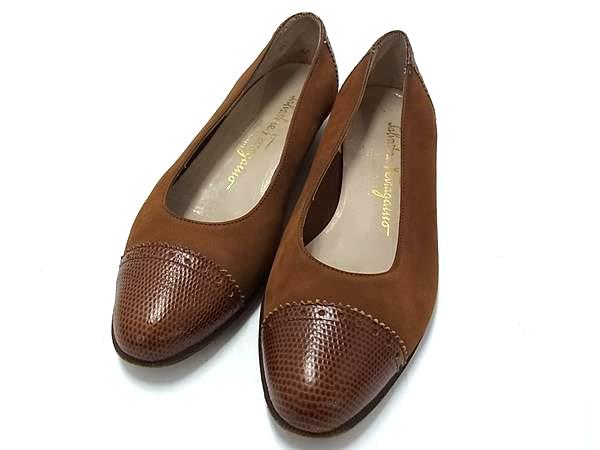 美品❤フェラガモ【Ferragamo】ヴァラ リザード型押し パンプス  