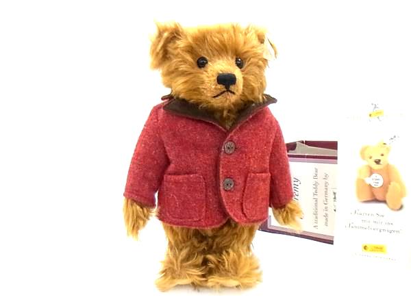 ■極美品■ Steiff シュタイフ 652868 Jeremy Bear グロウラー テディベア くま クマ ぬいぐるみ ブラウン系×レッド系 FF7748画像