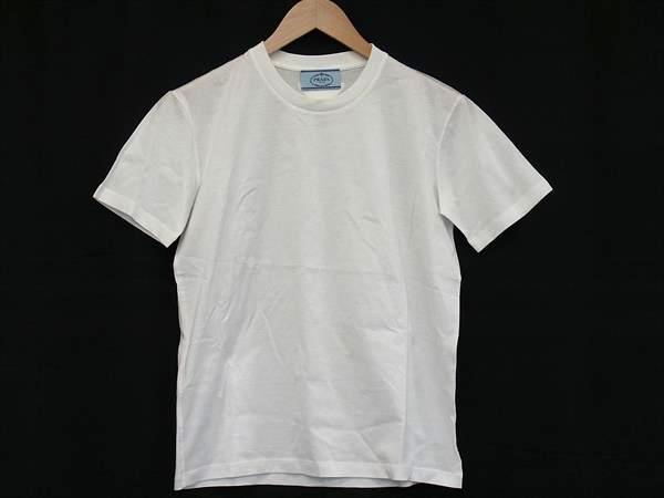 ■新品同様■ PRADA プラダ 35570 S112 ILK コットン100% 半袖 Tシャツ トップス 表記サイズL 洋服 レディース ホワイト系 FK3586|pleasure-Store 店