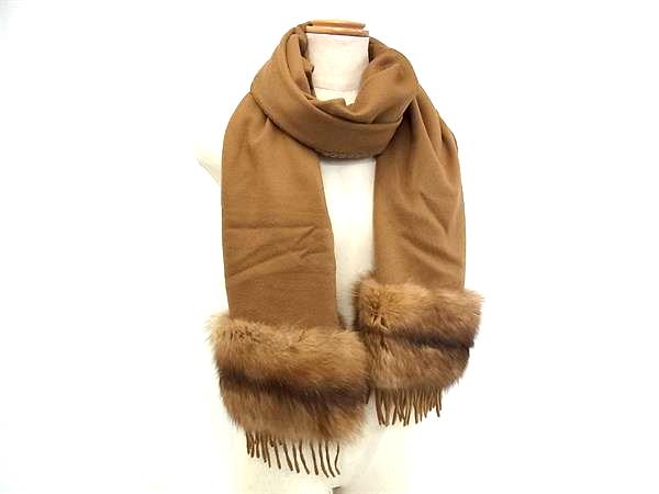 ■新品■未当て嵌める■ FENDI フェンディ カシミール100% 毛革 えり巻き 袈裟 防寒具 レディース 赤銅色系 FG9683