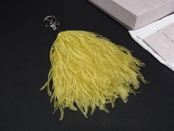 ■新品■未当て嵌める■ JIMMY CHOO ジミーチュウ タッセル 羽 キーホルダー 御徒面子惹きつける レディース 黄色系 金8044