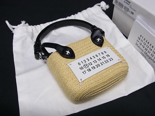 ■新品■未使用■ Maison Margiela メゾン マルジェラ セルロース&times;レザー バッグモチーフ キーホルダー チャーム ベージュ系 BJ1074｜pleasure-Store　店