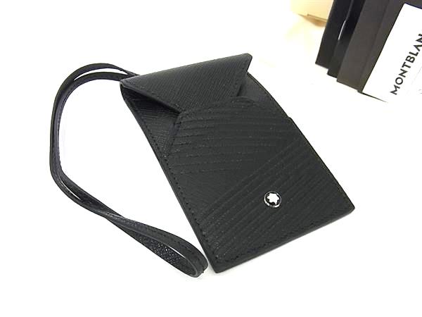 ■新品■未使用■ MONT BLANC モンブラン BMW コラボ レザー ラゲージタグ カードケース バッグチャーム ブラック系 FX1795｜pleasure-Store　店 10,024円