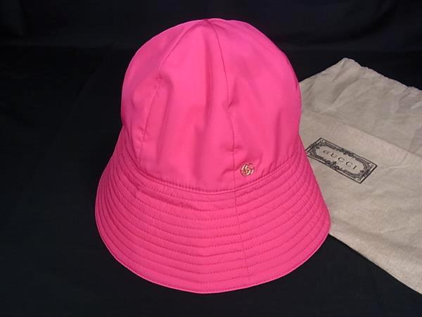 ■新品同様■ GUCCI グッチ ポリエステル バケットハット 帽子 サイズ M レディース ピンク系 FX1802｜pleasure-Store　店