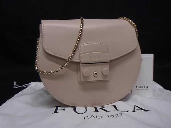 ■極美品■ FURLA フルラ BATJEP0 VNC000 大都市 なめし革 チェーン店 ショルダーバッグ 差し交わす上半身 ともし火サクラ色系 FU3365