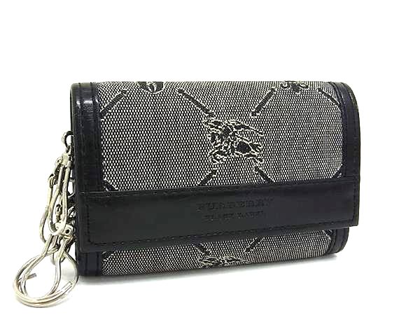 未使用保管品 バーバリー キーケース ロゴ型押し ノバチェック レザー グリーン BURBERRY - 美品 バーバリー キーケース ノバチェック BURBERRY