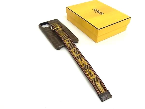 FENDI フェンディズッカ柄  上塗り帆布  iPhone11Pro相応う アイフォンケース スマホケース 赤銅色系 HB0194