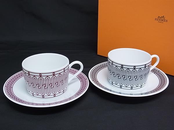 ■新品■未当て嵌める■ HERMES エルメス H Deco アッシュデコ 紅茶優勝杯＆平円盤 食器 一覧表お召しもの 2客仕掛ける BK6305