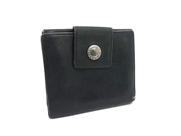BVLGARI 三つ折り財布 黒 レザー BVLGARI ブルガリ 財布 三つ折り財布 ミニ財布 小銭入れあり